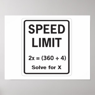 Speed Limit Math Poster