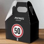 Speed limit road sign with CUSTOM AGE birthday Favour Box<br><div class="desc">Customise your age for the perfect cars and drivers themed birthday party. Red round traffic speed sign with a modern graphic style.
Please check the matching collection for COORDINATING ITEMS.
Original artworks by PUPSIKU STUDIO. 100% unique product</div>