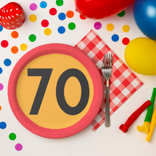 Speed Limit Seventy Paper Plate