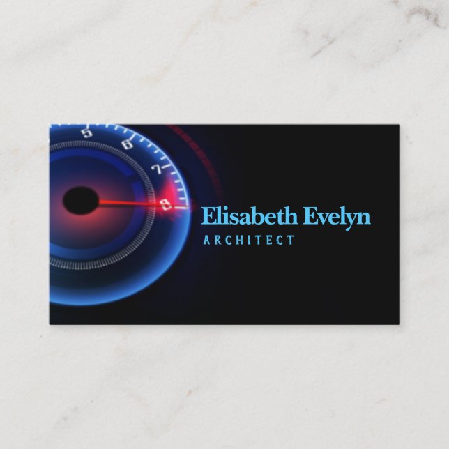 Speed motion background with fast speedometer car business card (Front)