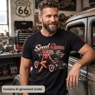 Speed Queen Vintage Hot Rod Pin-Up Girl T-Shirt