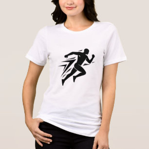 Speed Runner Silhouette Athletic Sports Design Tri-Blend Shirt