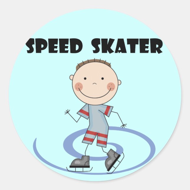 Speed Skater - Boy Tshirts and Gifts Classic Round Sticker (Front)