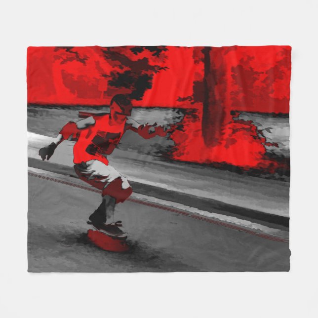 Speed Skater  -  Skateboarder Fleece Blanket (Front (Horizontal))
