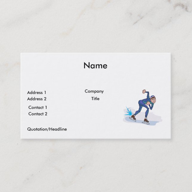 speed skater skating graphic business card (Front)