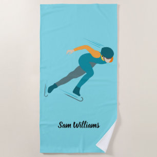 Speed Skating Beach Towel