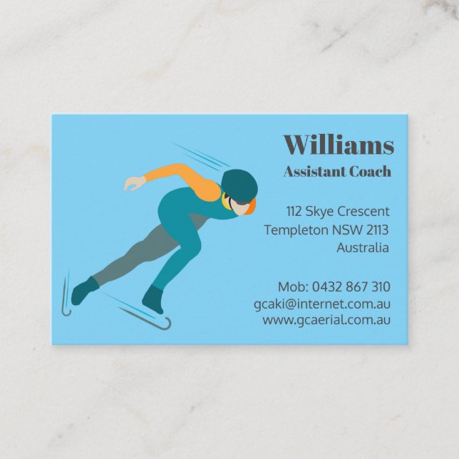 Speed Skating Business Card (Front)
