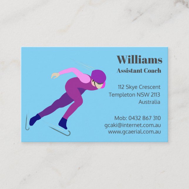 Speed Skating Business Card (Front)