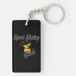 Speed Skating Chick #4 Key Ring