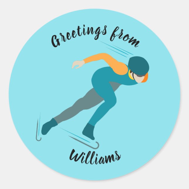 Speed Skating Classic Round Sticker (Front)