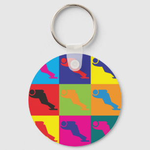 Speed Skating Pop Art Key Ring