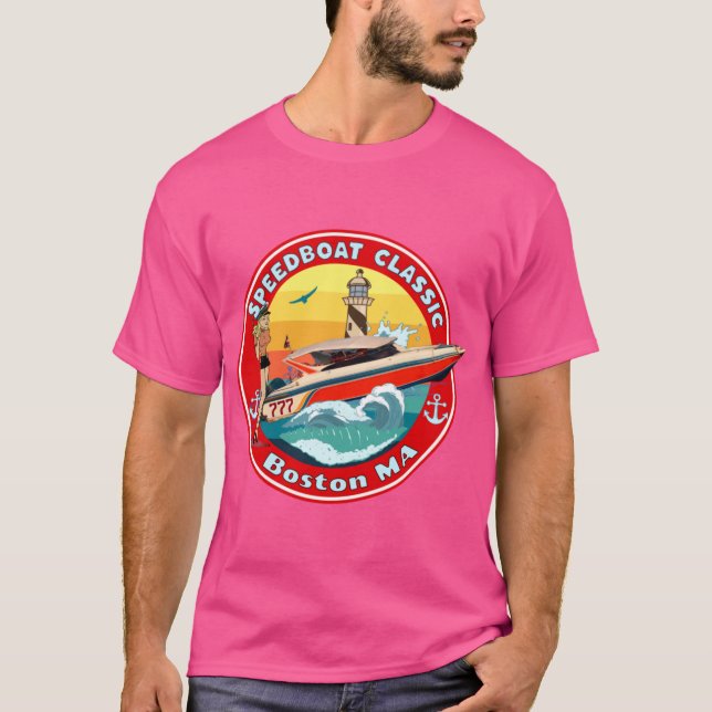 Speedboat Boston Massachusetts Oversized T-Shirt (Front)