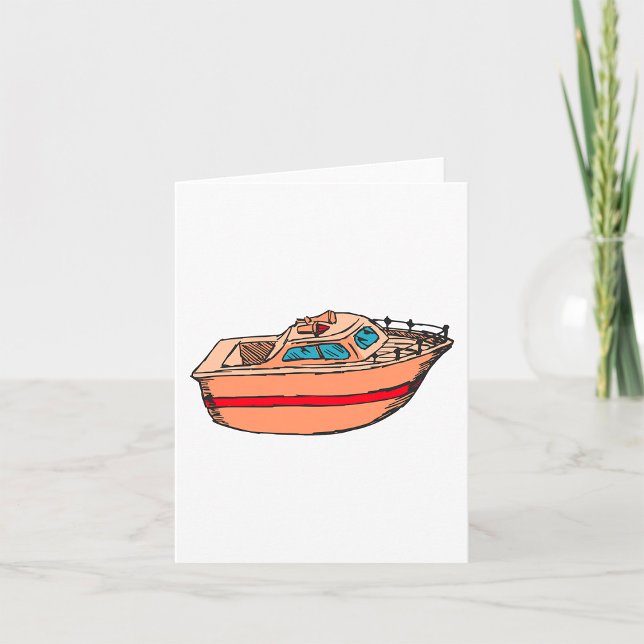 Speedboat Illustration Fun Nautical Boat Design Card (Creator Uploaded)