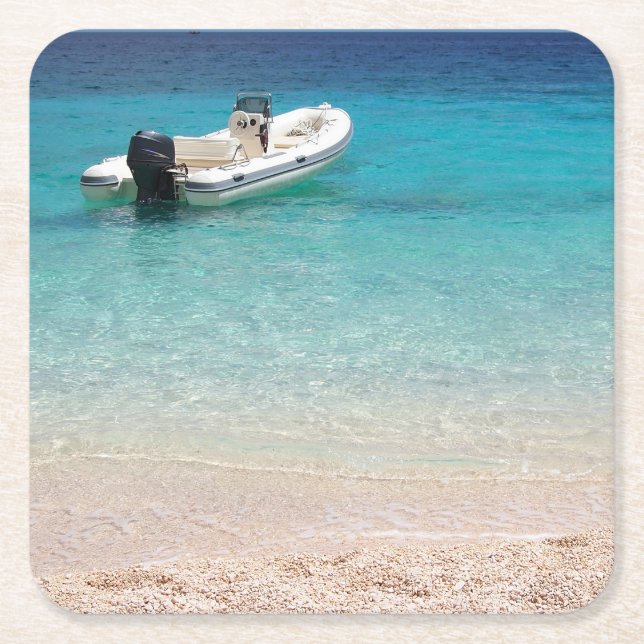 Speedboat in the blue sea coaster (Front)