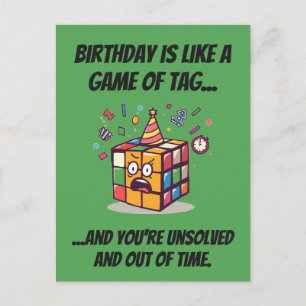 Speedcube Birthday Panic Funny Tag Joke Postcard