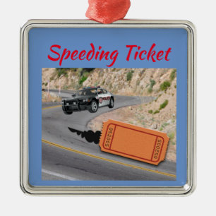 Speeding Police Car get the Ticket CUSTOMIZE FONT Metal Tree Decoration
