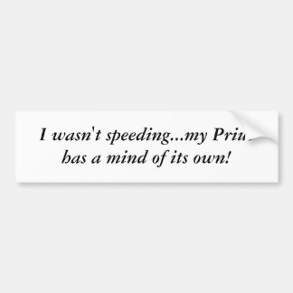 Speeding Prius Bumper Sticker