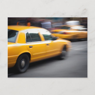Speeding Yellow NY City Taxi Cab with Motion Blur Postcard