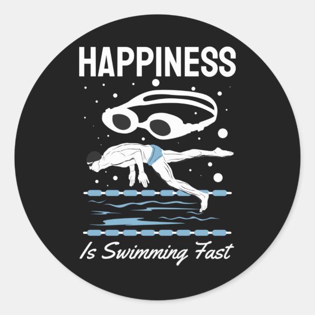 Speedo Swimmer - Happiness is Swimming Fast Classic Round Sticker (Front)