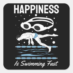 Speedo Swimmer - Happiness is Swimming Fast Square Sticker