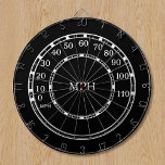 Speedometer MPH Monogram Garage Dart Board<br><div class="desc">Monogram Black Classic Car Speedometer Dartboard.  Black and white old school classic car speedo. Ideal for man sheds. Make it personal by adding your initials. Quirky gift for the classic car lover.</div>