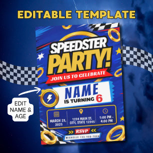 Speedster Racing Birthday Invitation
