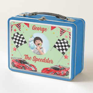 Speedster Red & Black Race Car Kids  Photo School  Metal Lunch Box