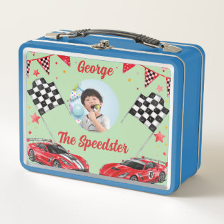 Speedster Red & Black Race Car Kids  Photo School  Metal Lunch Box
