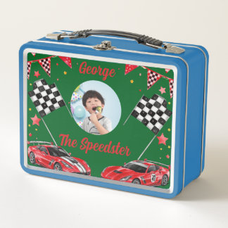 Speedster Red & Black Race Car Kids  Photo School  Metal Lunch Box