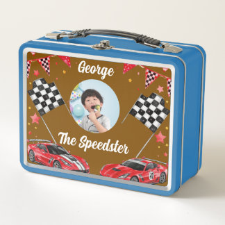 Speedster Red & Black Race Car Kids  Photo School  Metal Lunch Box