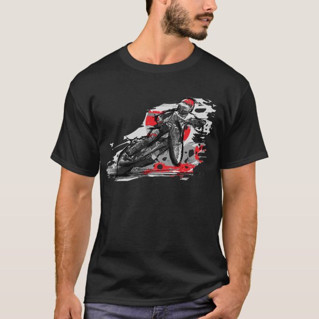 Speedway Flat Track Motorcycle Racer T-Shirt (Front)