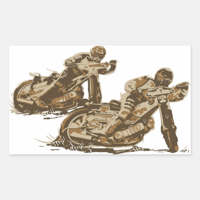 Speedway Motorcycle Racers Rectangular Sticker (Front)