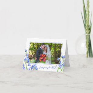 Speedwell flowers blue wedding photo thank you card