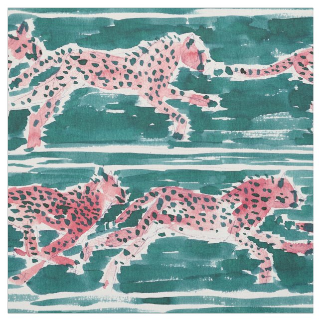 SPEEDY CHEETAHS Safari Boho Chic Watercolor Fabric (Swatch)