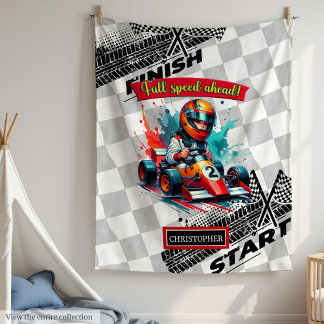 Speedy Little Boy Racing Formula 1 Blanket
