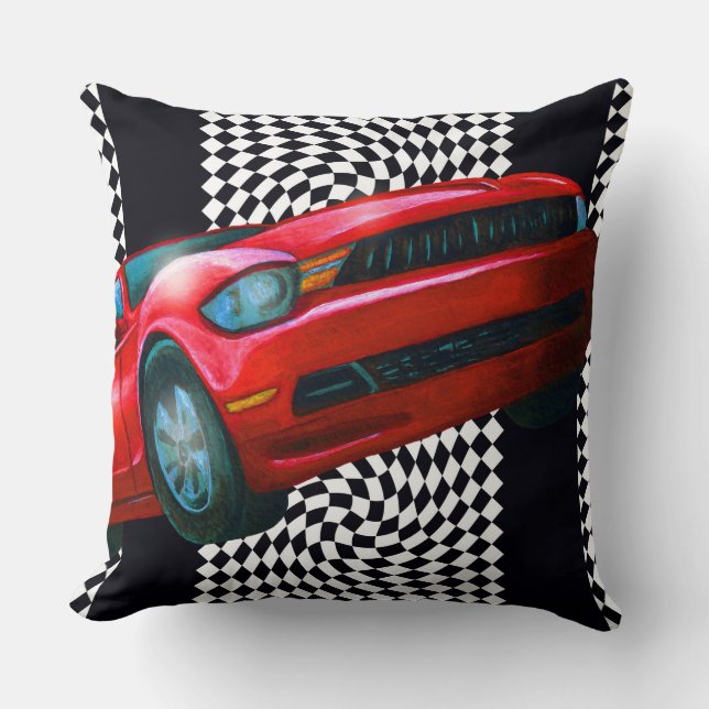 Speedy Red Sportscar Cushion (Front)
