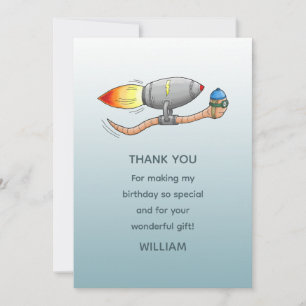 Speedy Rocket Worm Thank You Card