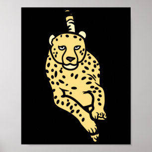 Speedy running cheetah wild cat animal hunting for poster