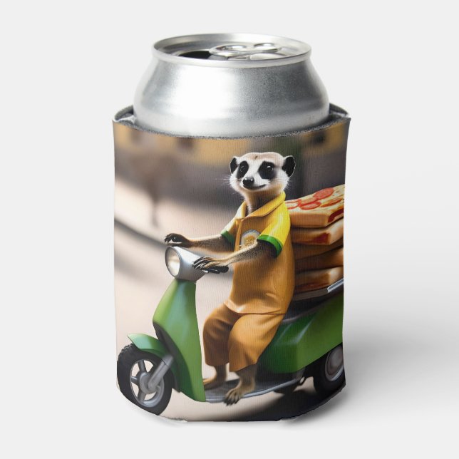 Speedy Service: Meerkat Delivers Pizza in Tuk-tuk Can Cooler (Can Front)