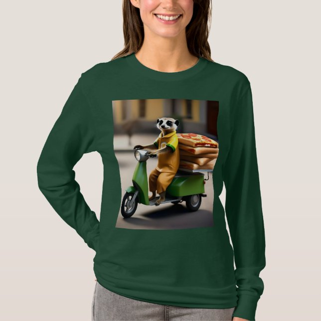 Speedy Service: Meerkat Delivers Pizza in Tuk-tuk T-Shirt (Front)