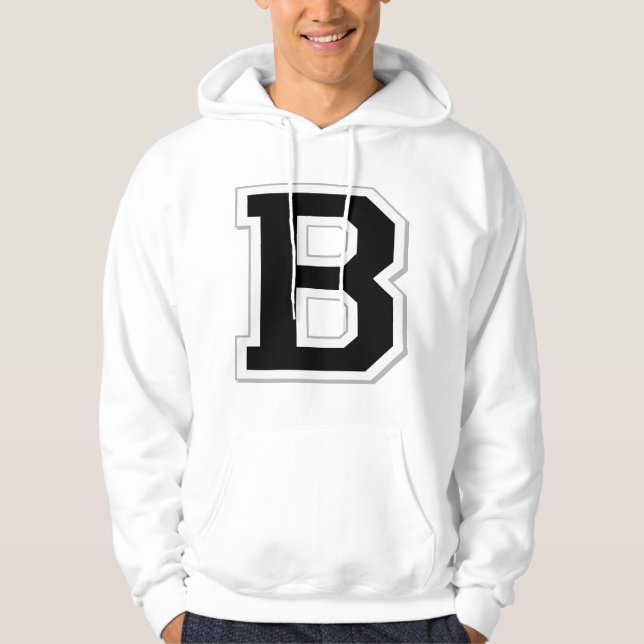 Spell it Out Initial Letter B Black Hoodie (Front)