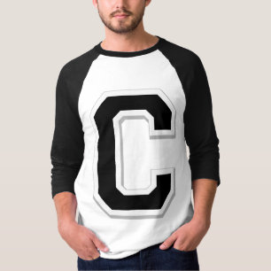 Spell it Out Initial Letter C Black Baseball shirt