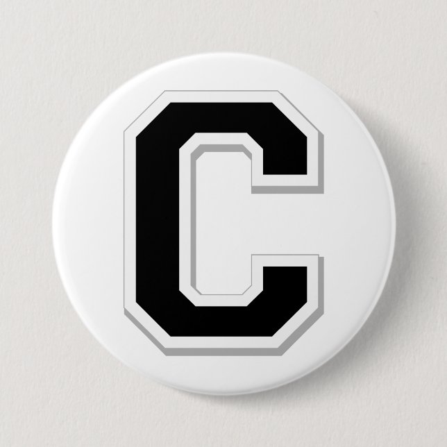 Spell it Out Initial Letter C in Black Button (Front)