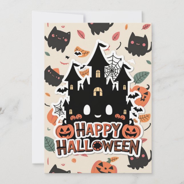 Spell Magical Happy Halloween  Holiday Card (Front)