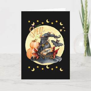Spell Magical Witches Hat Halloween Greeting Card
