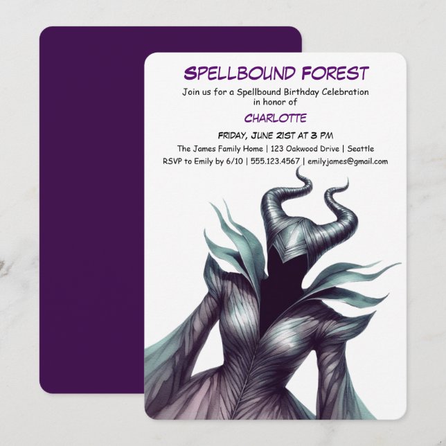 Spellbound Forest – Dark Fairy Birthday Party  Invitation (Front/Back)