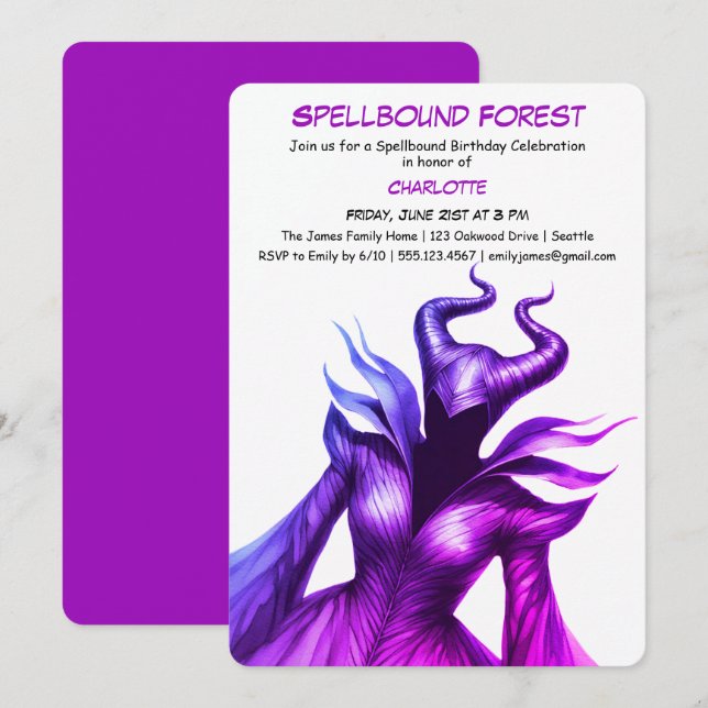 Spellbound Forest – Dark Fairy Birthday Party  Invitation (Front/Back)