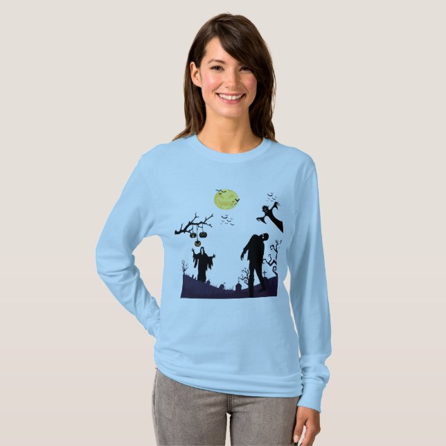 Spellbound Halloween Night light blue T-Shirt (Front Full)