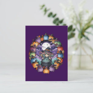 Spellcaster Witch Creating Fairy-like Forces With Postcard