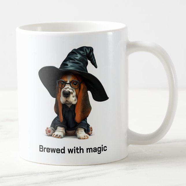 Spellcasting Basset Hound Wizard Dog Coffee Mug (Creator Uploaded)